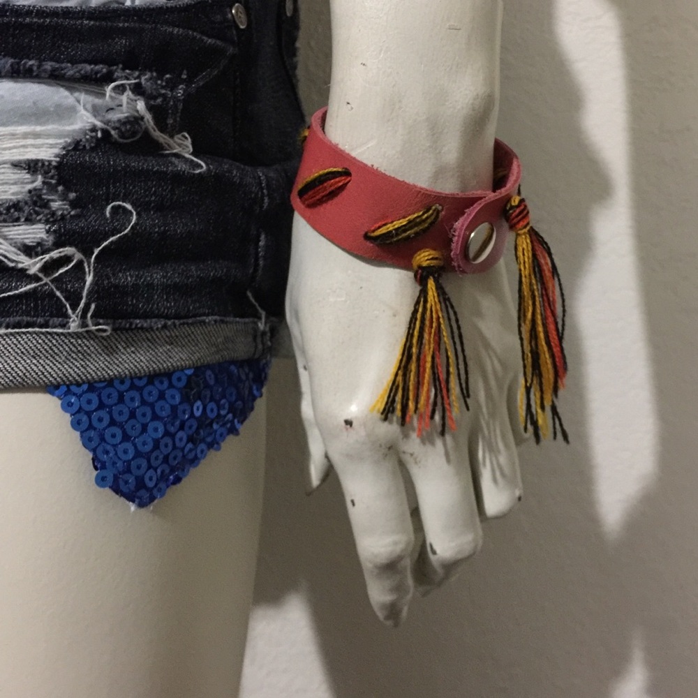 Hand made braided leather bracelet